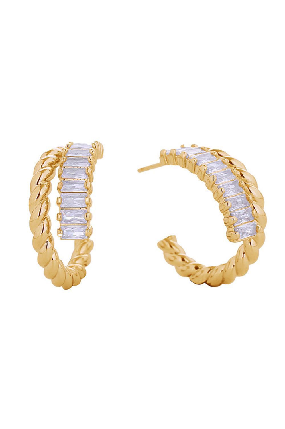 Elevate your everyday elegance with these stunning 14K Duo Swirl Pave CZ Hoop Earrings. Crafted from hypoallergenic brass and dipped in luxurious 14K gold or white gold, these earrings feature a sophisticated dual swirl design adorned with sparkling cubic zirconia pavé detailing. Measuring 2.2cm, they strike the perfect balance between statement and wearability. Made in Korea with meticulous attention to quality, these earrings are lead and nickel compliant, making them ideal for sensitive skin. Perfect for