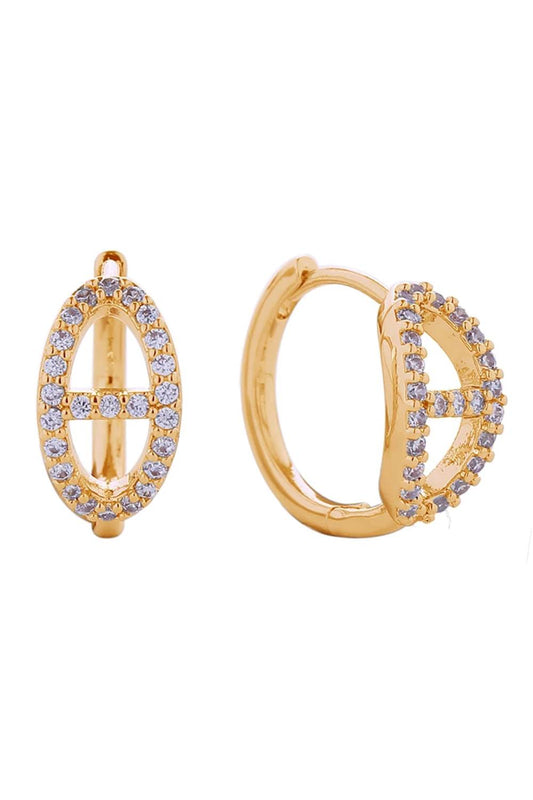 Gold Elevate your everyday elegance with these stunning 14K Gold and White Gold dipped Farandole Pave CZ Huggie Earrings. Crafted from hypoallergenic brass and adorned with sparkling cubic zirconia, these petite huggies deliver maximum shimmer in a wearable 1.5cm diameter design. Perfect for sensitive ears, these earrings are lead and nickel compliant for worry-free wear. Expertly made in Korea, they combine quality craftsmanship with timeless style ideal for layering or wearing solo.
