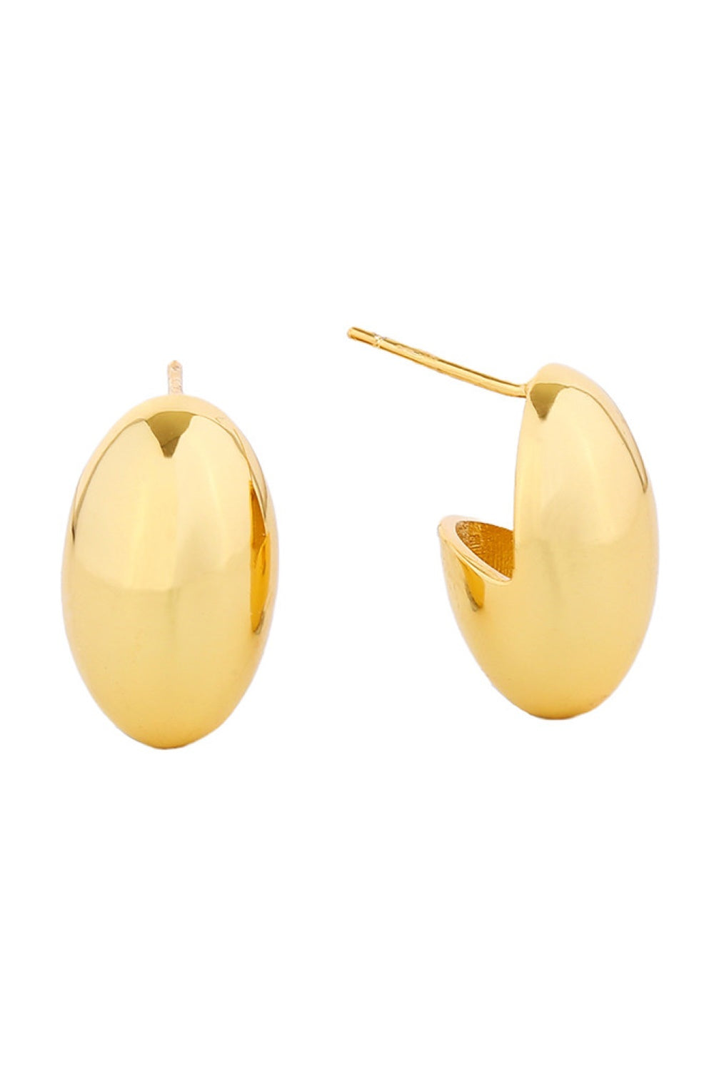 Gold Elegant post earrings with a lustrous 14K gold dip finish. Crafted from hypoallergenic brass, these earrings are gentle on sensitive skin and fully compliant with lead and nickel regulations. Each earring features a 2cm diameter for a refined, versatile look that works for everyday wear or special occasions. Secure post backs ensure comfortable, all-day wearability.