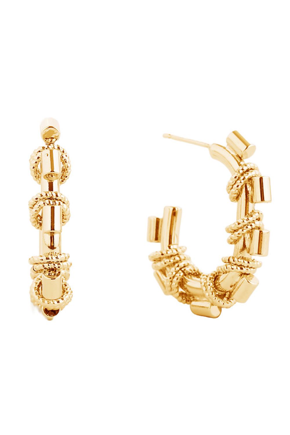 Gold Elevate your everyday look with these stunning post hoop earrings, crafted with a luxurious 14K gold or white gold dip finish. Featuring a comfortable 3.2cm diameter, they're the perfect size for versatile styling from casual to elegant occasions. Made from hypoallergenic brass, these earrings are gentle on sensitive skin and designed for all-day wear. Fully compliant with lead and nickel regulations, you can feel confident about quality and safety with every wear. 
