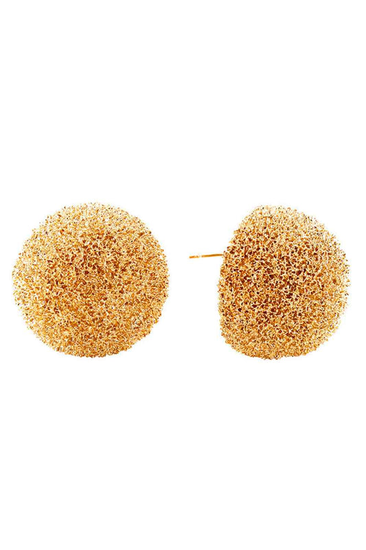 Gold Elevate your everyday look with these timeless 14K Gold/White Dipped Grain Texture Ball Post Earrings. Crafted from hypoallergenic brass, these studs feature a sophisticated textured finish that catches the light beautifully. At 2.4cm in diameter, they offer the perfect balance of presence and wearability. Lead and nickel compliant, these earrings are safe for sensitive skin and designed for all-day comfort. A versatile essential that transitions seamlessly from casual to elegant occasions.