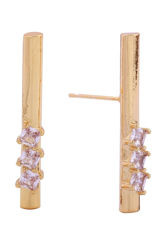 Gold Elevate your everyday elegance with these stunning 14K Gold/White Dipped Long Bar Pave CZ Post Earrings. Crafted from quality brass and adorned with sparkling cubic zirconia pavé detailing, these earrings deliver luxury-inspired style at an accessible price point. Measuring 3.1cm in diameter, they offer a sophisticated elongated silhouette that flatters any face shape. The hypoallergenic design makes them perfect for sensitive ears, while lead and nickel compliance ensures safe, worry-free wear. 