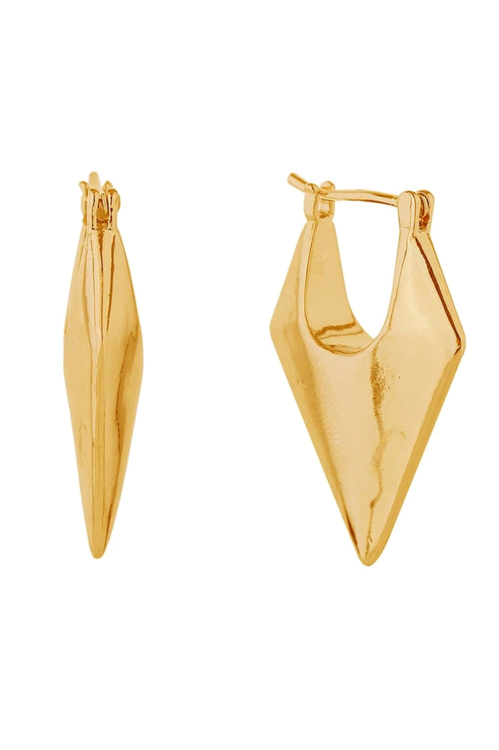 Gold Elevate your everyday look with these stunning 14K Gold/White Gold dipped pentagon hoop pincatch earrings. Crafted from hypoallergenic brass and made in Korea, these earrings combine modern geometric design with comfort and durability. Measuring 2.5cm in diameter, they're the perfect size for versatile styling bold enough to make a statement, yet refined enough for daily wear. 
