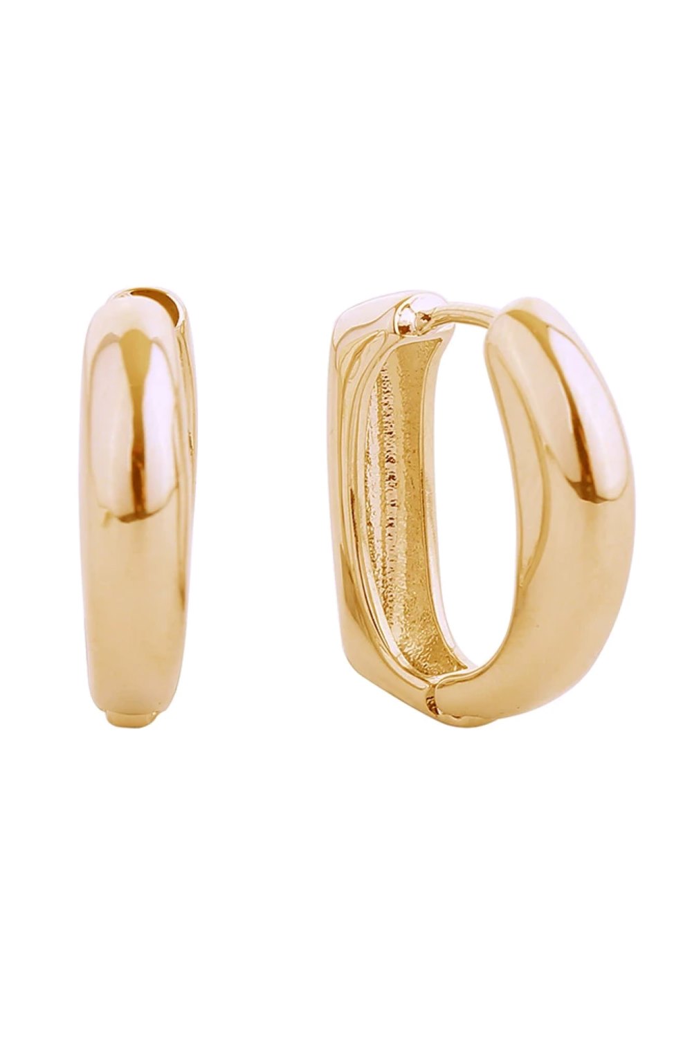 Gold Elegant 14K puff curve huggie hoop earrings designed for everyday wear and special occasions. Crafted from hypoallergenic brass, these earrings are gentle on sensitive skin and lead and nickel compliant for peace of mind. The curved huggie style hugs the earlobe beautifully with a subtle puffed texture that catches the light. Measuring 1.8cm in diameter, they offer the perfect balance of presence and comfort. A timeless addition to any jewelry collection.