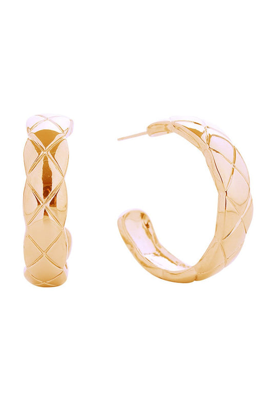 14K Quilted CoCo Post Earrings - Earrings