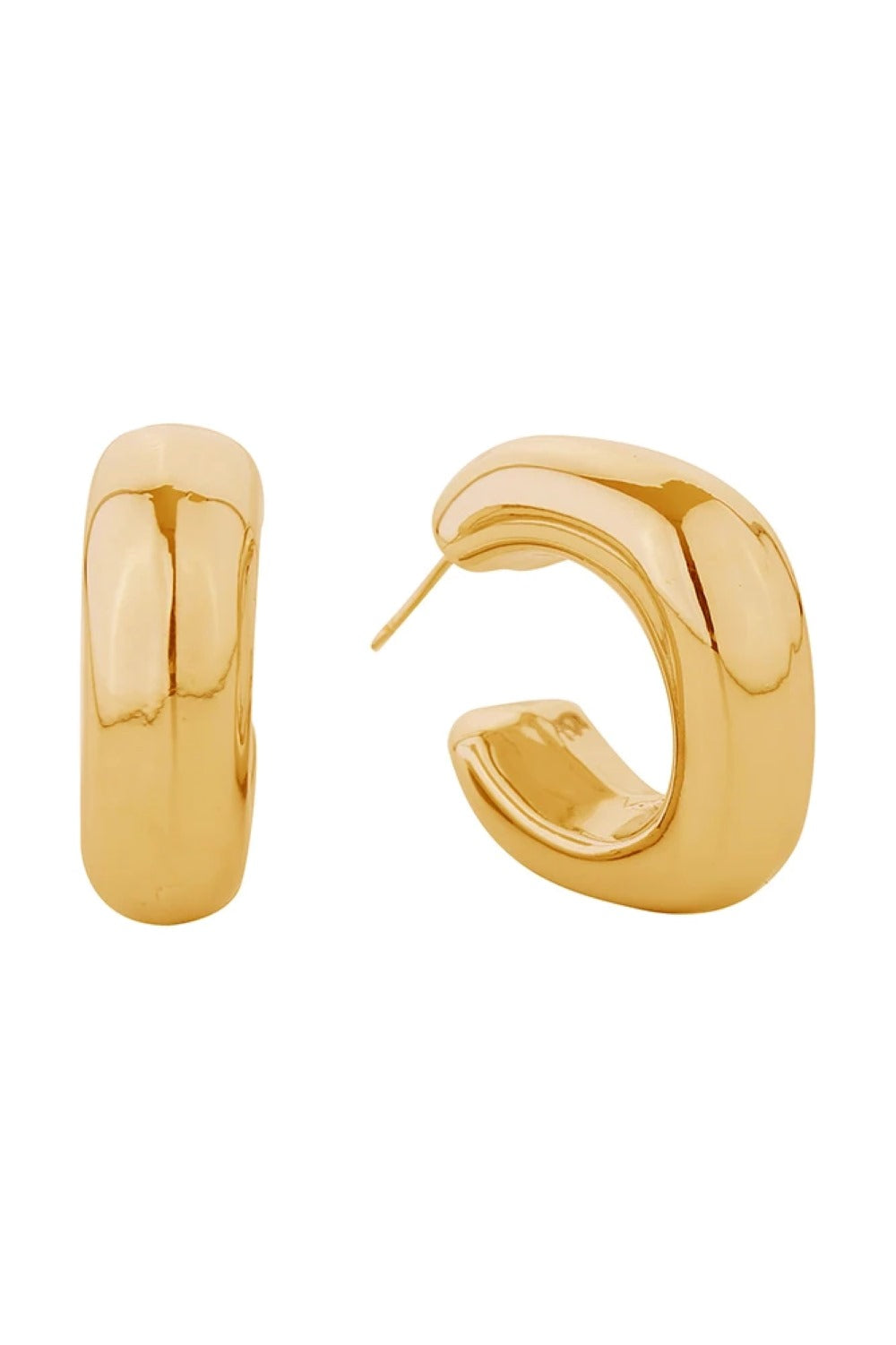 Gold Elegant rounded open square earrings crafted in brass with 14K gold and white gold dipping. Measuring 2.9cm in diameter, these lightweight statement pieces offer a modern geometric aesthetic. Hypoallergenic construction ensures comfort for sensitive skin. Lead and nickel compliant for peace of mind. Expertly made in Korea, these versatile earrings transition seamlessly from day to evening wear.