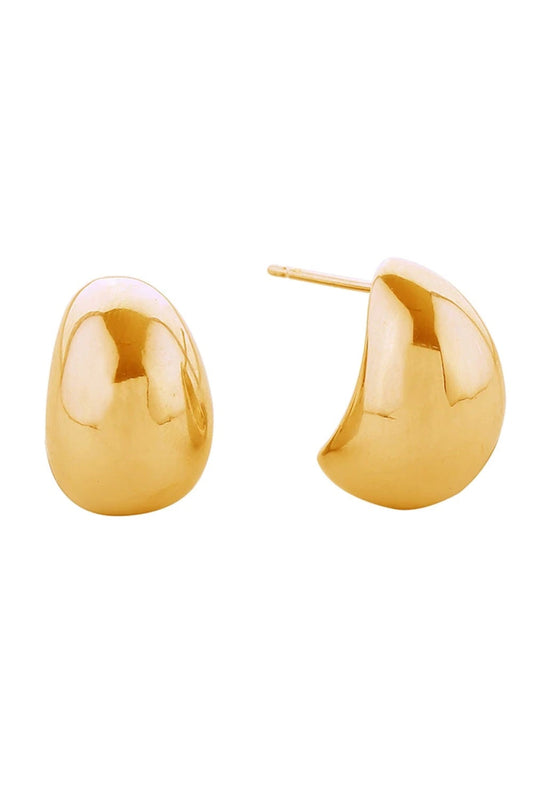 Gold Elevate your everyday look with these timeless 14K Gold/White Gold dipped sleek dome post earrings. Crafted from hypoallergenic brass, they're gentle on sensitive skin while delivering a polished, sophisticated finish. At 1.7cm in diameter, these versatile studs strike the perfect balance between presence and subtlety. Lead and nickel compliant for peace of mind. Expertly made in Korea, they're the essential earring every jewelry collection deserves.