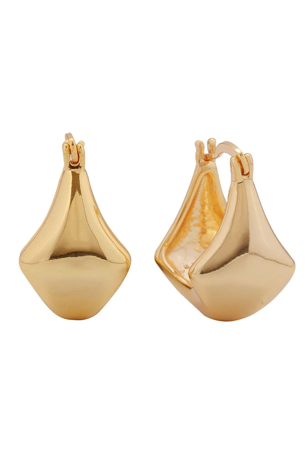 Gold Elevate your everyday elegance with these 14K Gold/White Dipped Symmetric Puff Hoop Pincatch Earrings. Crafted from hypoallergenic brass, these beautifully designed hoops feature a distinctive puffy, dimensional aesthetic that catches the light with every movement. With a comfortable 2.1cm diameter, they're the perfect size for both casual and dressed-up occasions. Lead and nickel compliant, these earrings are safe for sensitive skin and designed to last. The secure pincatch closure ensures they stay i