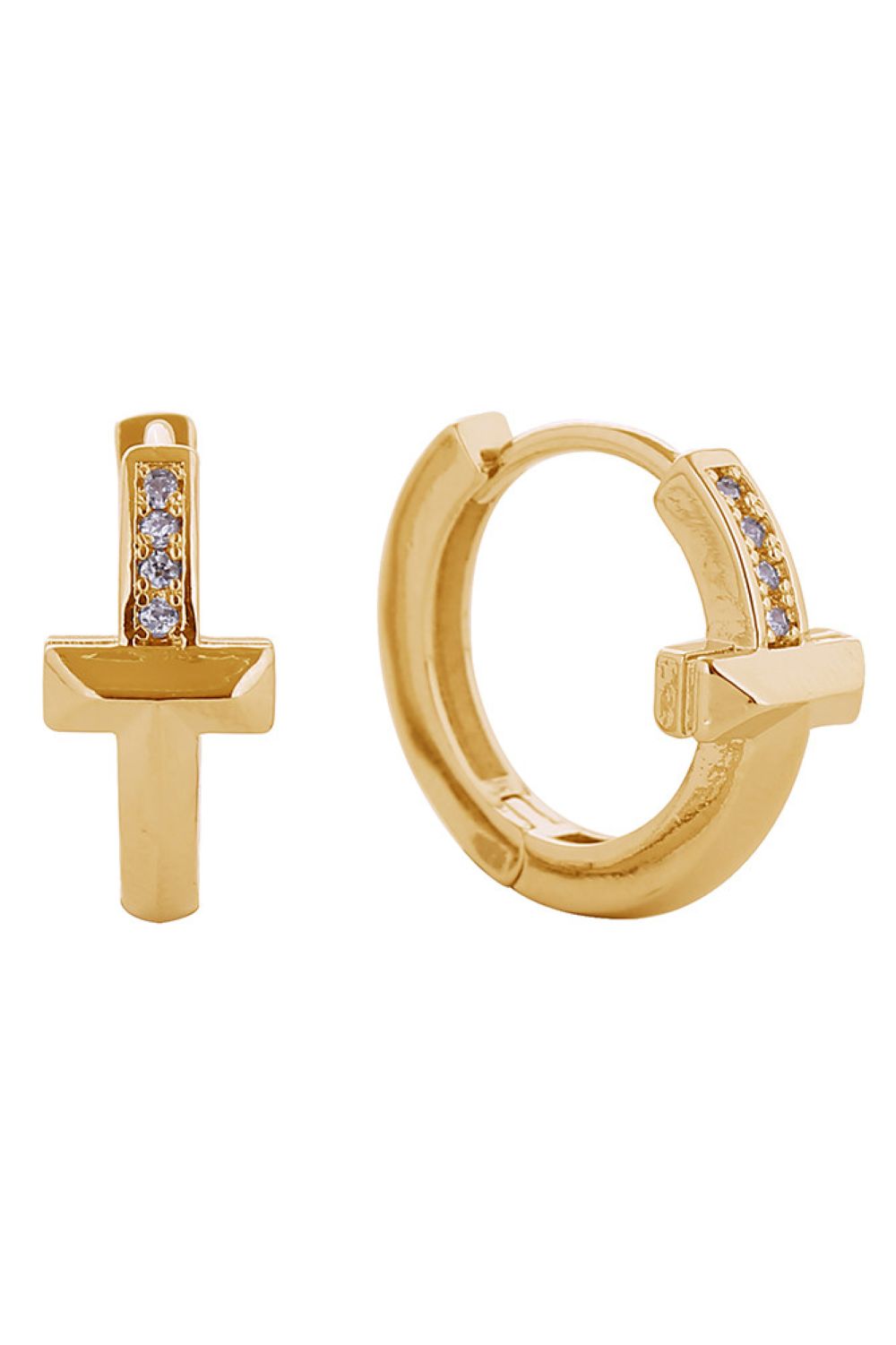 Discover timeless elegance with these 14K T1 Pave CZ Hoop Huggie Earrings. Featuring a luxurious 14K gold or white gold dip over brass, these delicate 1.6cm huggie hoops showcase brilliant cubic zirconia pavé work that sparkles with every movement. Designed with sensitive skin in mind, these earrings are hypoallergenic and fully lead and nickel compliant. The lightweight construction makes them comfortable for all-day wear, whether you're heading to the office or out for an evening. Expertly crafted in Kore