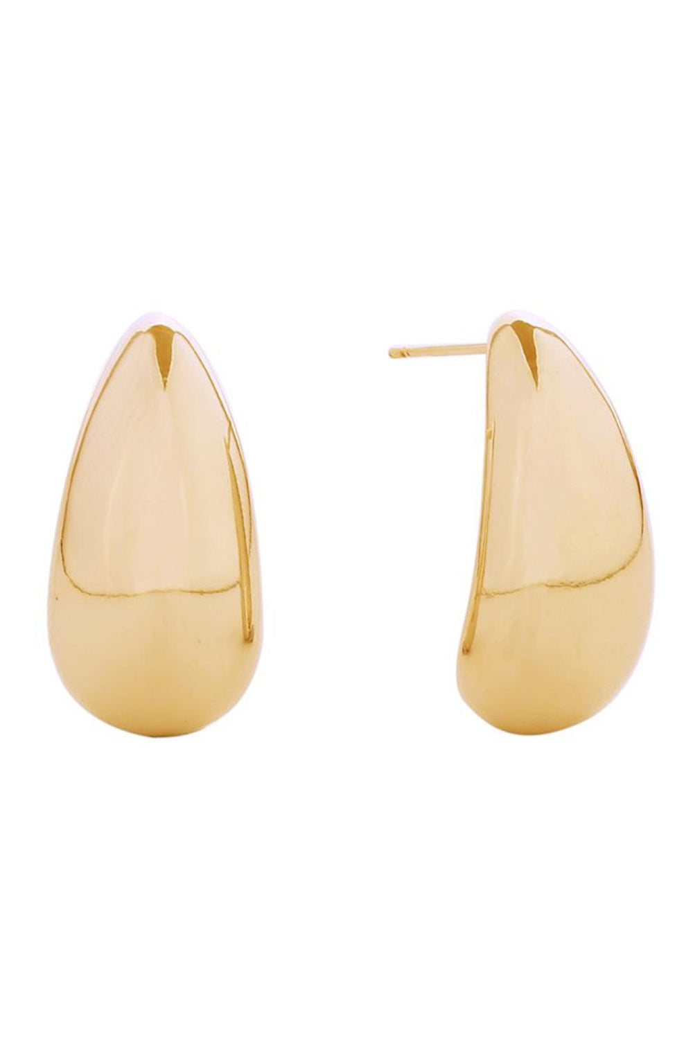 Gold Sophisticated teardrop earrings with a lustrous 14K gold and white gold dipped coating on hypoallergenic brass. These petite 1.9cm studs deliver refined elegance without compromise. Safe for sensitive ears completely lead and nickel free. Precision-made in Korea for lasting quality and timeless appeal.