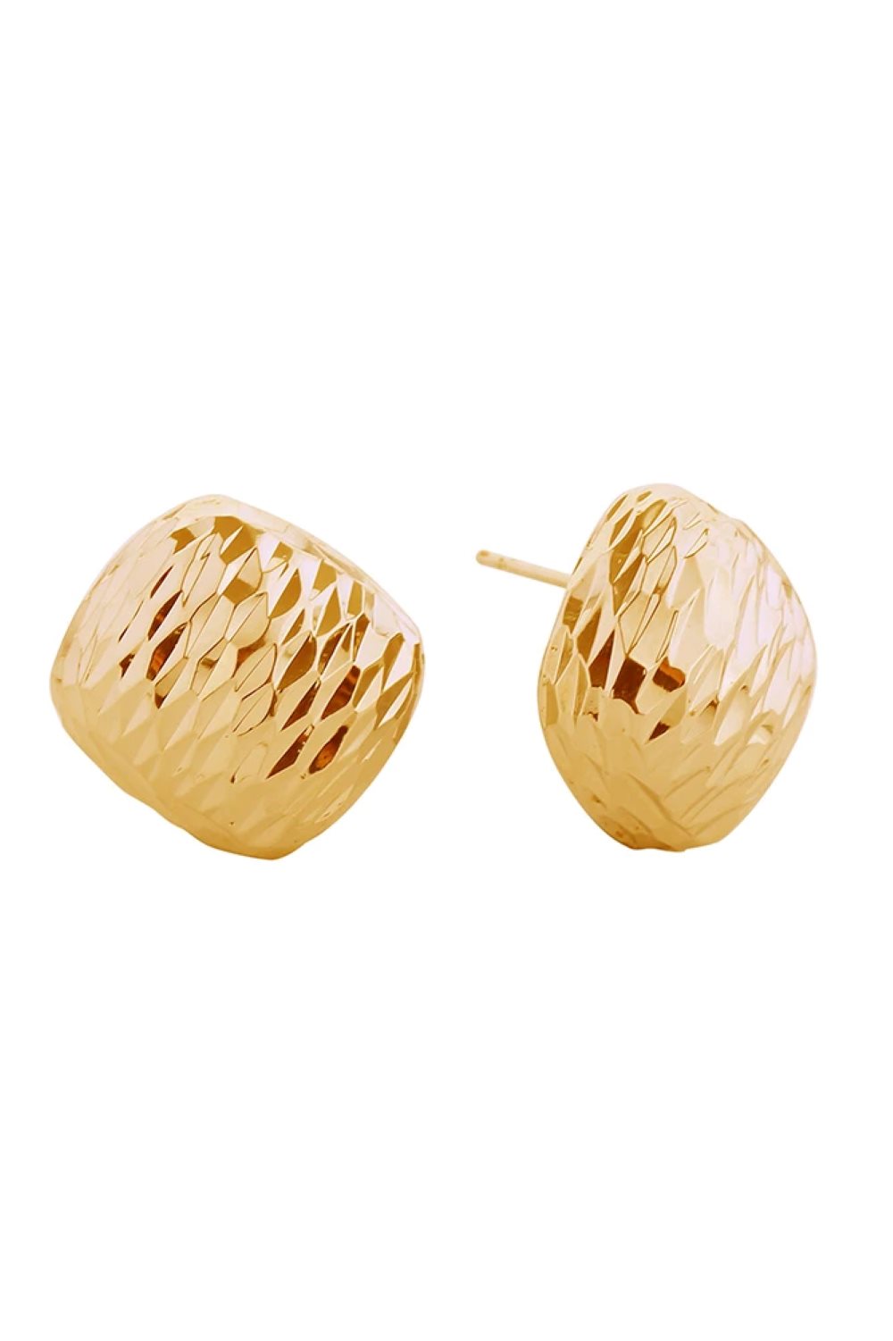Gold Elevate your everyday look with these stunning 14K Gold/White Gold dipped textured dome post earrings. Crafted from hypoallergenic brass, they're perfect for sensitive skin while delivering luxurious appeal. The beautifully textured dome design adds dimension and sophistication to any outfit. At 1.9cm in diameter, these earrings strike the perfect balance between statement and wearable.