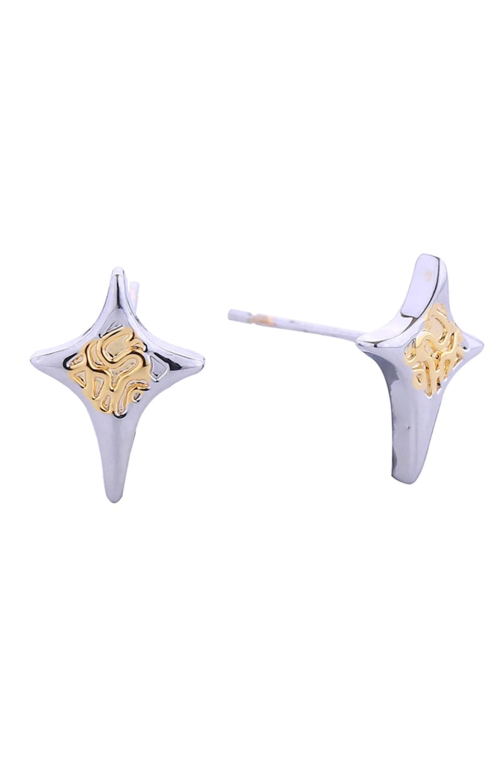 Gold Delicate twinkle star post earrings crafted in brass with a luxurious 14K gold and white dip finish. These hypoallergenic studs measure 1.2cm in diameter, making them perfect for everyday wear or layering. Lead and nickel compliant, they're designed for sensitive skin without compromising on style. A timeless addition to any jewelry collection.