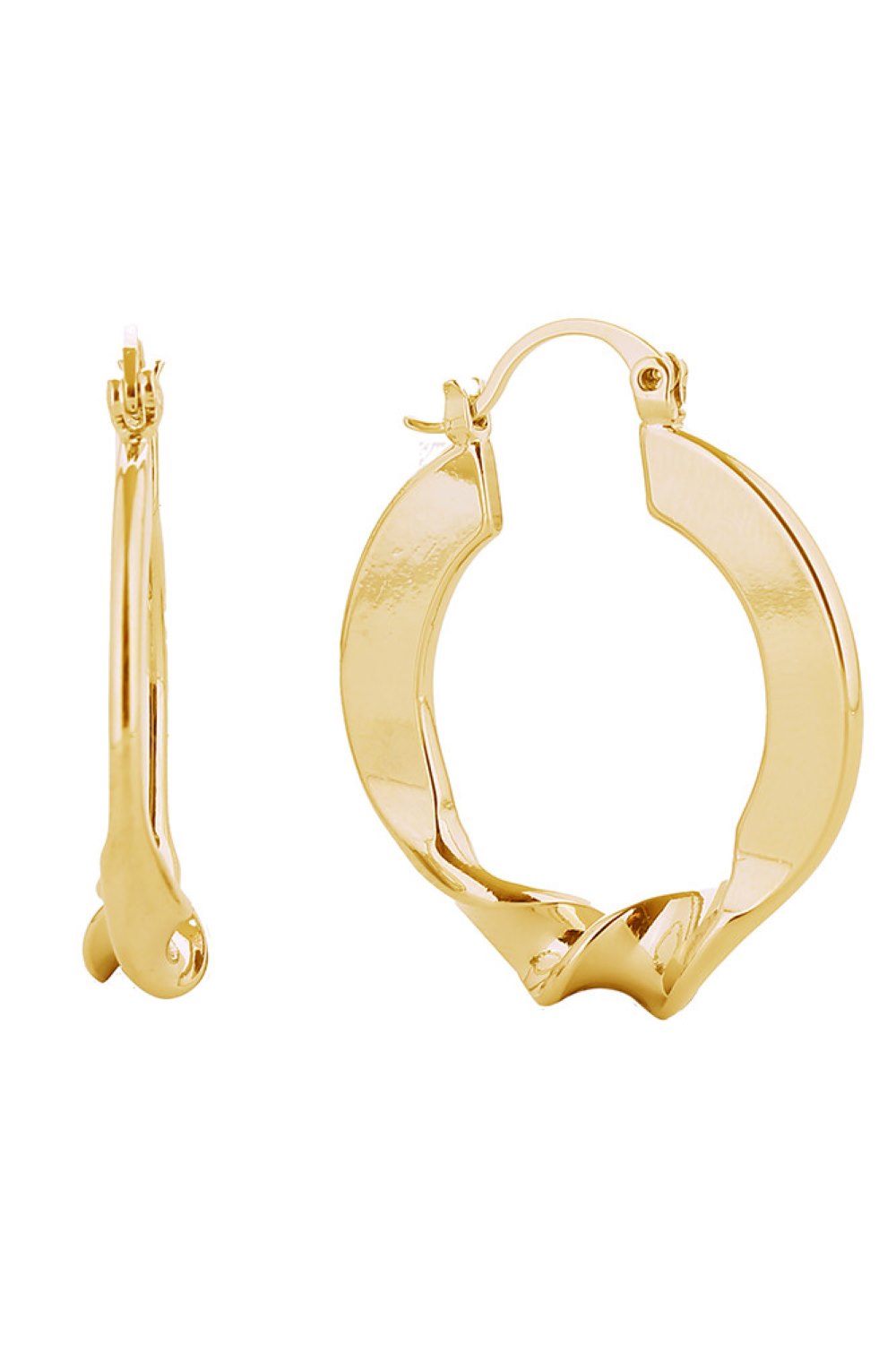 Gold Elevate your everyday look with these stunning 14K Gold/White Gold Dipped Twist N Shine Hoop Earrings. Crafted from hypoallergenic brass, these beautifully twisted hoops are perfect for sensitive skin. At 2.8cm, they offer the ideal balance of presence and wearability. Lead and nickel compliant for peace of mind. Expertly made in Korea with attention to detail that shows.