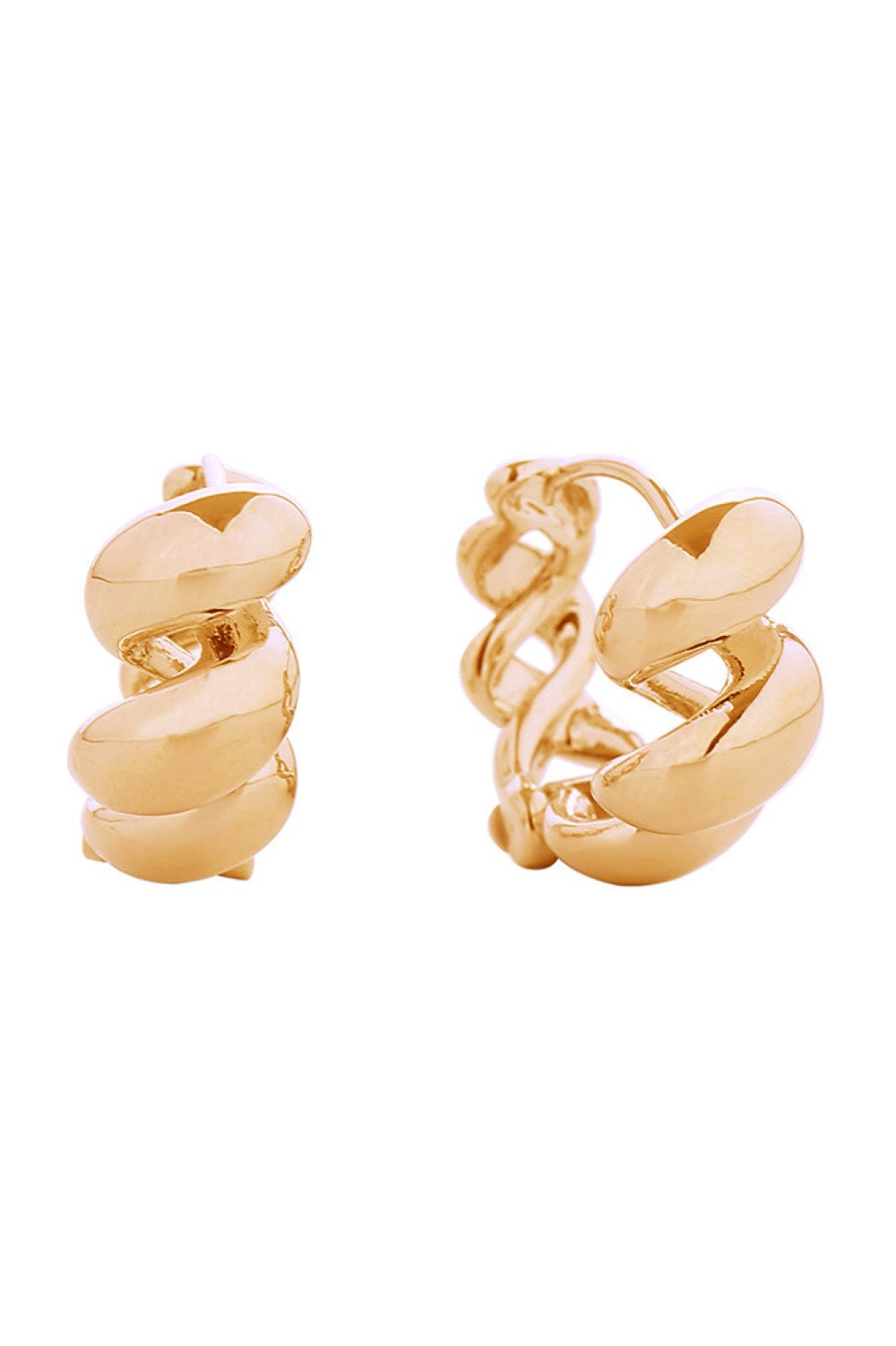 Gold Delicate nest-inspired post earrings crafted in brass with 14K gold and white gold dipping. These hypoallergenic studs measure 1.9cm and are lead and nickel compliant, making them safe for sensitive ears. Expertly made in Korea, they're the perfect everyday accessory that combines elegance with comfort.
