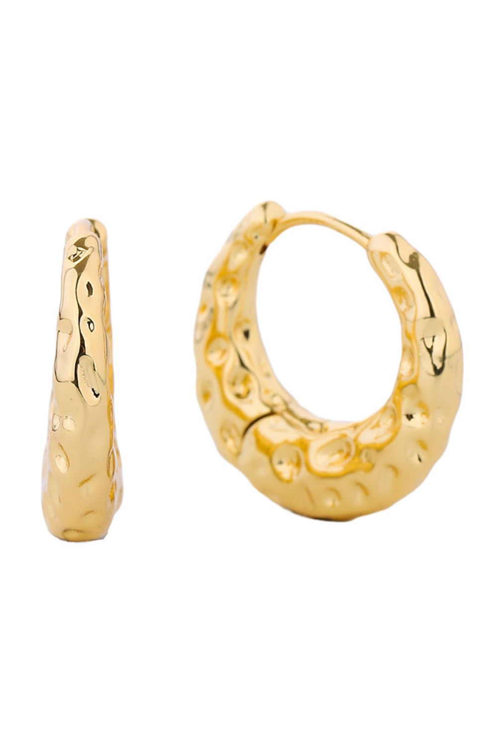 Gold Delicate 14K gold and white gold dipped huggie hoops crafted from hypoallergenic brass. These versatile earrings feature a comfortable 2.11cm diameter, perfect for everyday wear and layering. Lead and nickel compliant for sensitive skin. Timeless elegance in a compact, wearable design.
