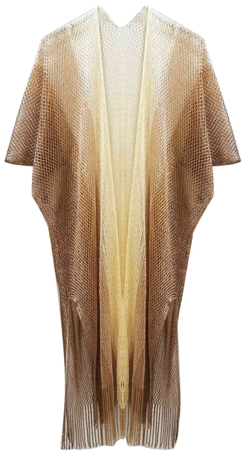 Two Tone Lurex Kimono - Gold - Kimonos