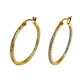 Gold 18K Gold Dipped Stainless Steel 1.7 Inch Inside Out Rhinestone Hoop Pin Catch Earrings feature a 1.7 inch Inside Out design with Rhinestone accents and a secure Pin Catch. Enjoy the classic elegance and durability of stainless steel, elevated with the luxury of gold. Perfect for any occasion, these earrings are a beautiful addition to any jewelry collection. 