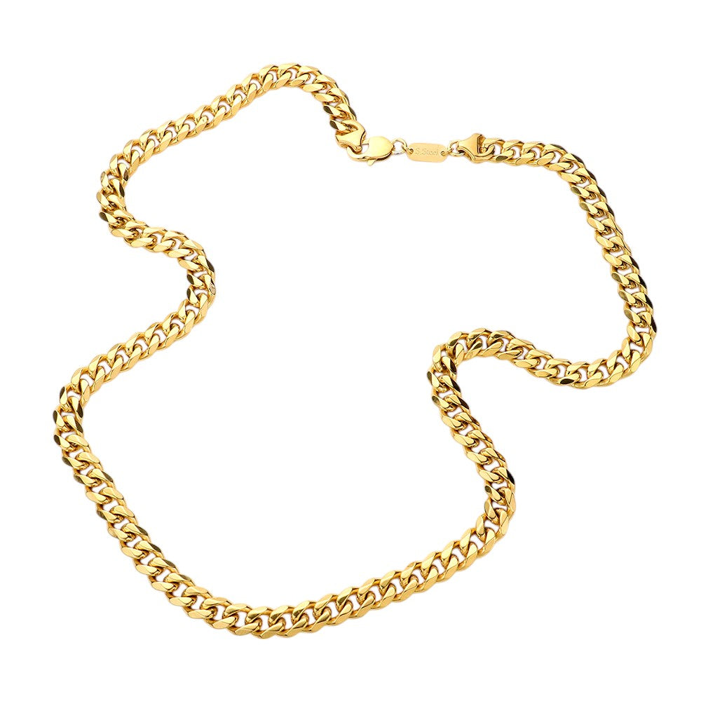 Gold 18K Gold Dipped Stainless Steel 30 Inch 8mm 6 Diamond Cut Cuban Chain Necklace features a sleek and modern design, with a 30 inch length and 8mm thickness. The diamond cut adds a touch of sparkle, making it perfect for any occasion. Made with quality materials, this necklace offers both durability and style. 