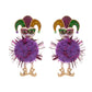 Gold Glittered Enamel Mardi Gras Jester Pom Pointed Earrings are a fun and festive addition to your jewelry collection. The glittered enamel adds a touch of sparkle, while the pointed design creates a unique and striking look. Perfect for Mardi Gras celebrations or any special occasion. 