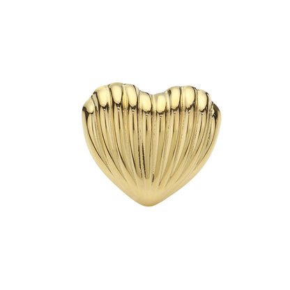 Gold Stainless Steel Ribbed Heart Adjustable Ring offers a stylish and durable option for everyday wear. Crafted from high-quality stainless steel, this ring features a ribbed design and an adjustable band for a comfortable fit. Perfect as a gift or a personal accessory, this ring is a versatile addition to any jewelry collection. 
