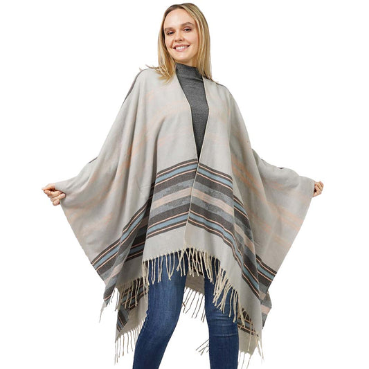 Gray Aztec Patterned Cape Poncho, With the latest trend in ladies' outfit cover-up! the high-quality knit poncho is soft, comfortable, and warm but lightweight. It's perfect for your daily, casual, party, evening, vacation, and other special events outfits. A fantastic gift for your friends or family.