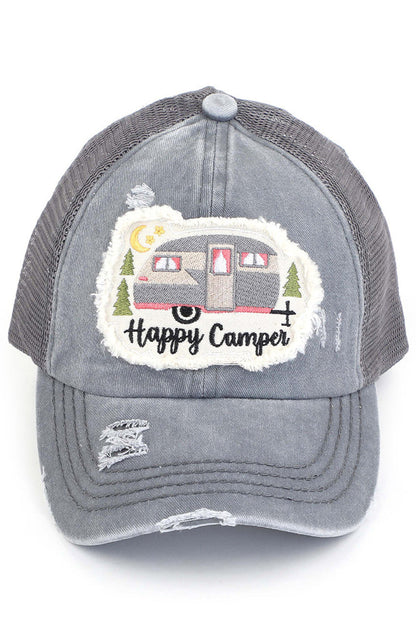 C.C HAPPY CAMPER PATCH VINTAGE PONY CAP - Heather Dark Gray - Pony Cap