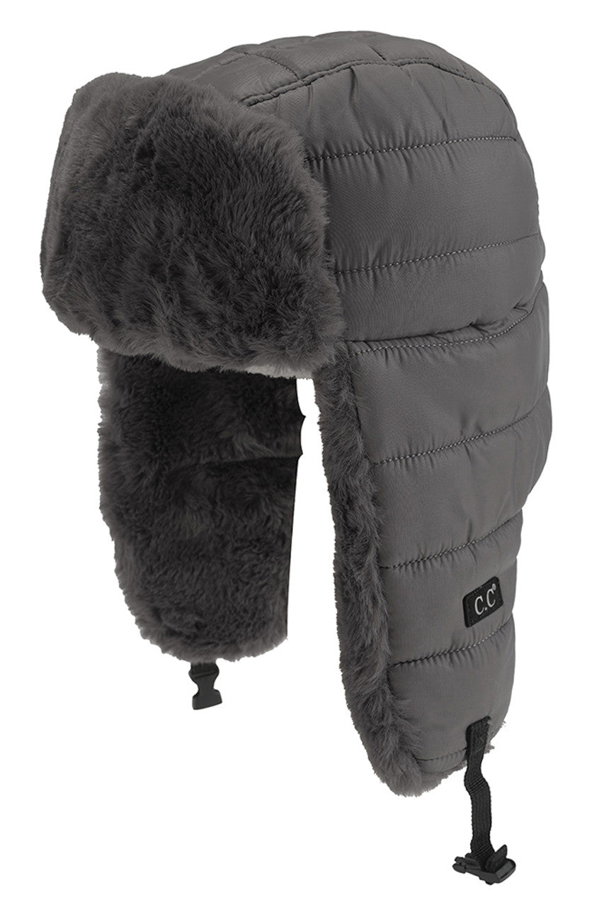 Gray C.C Padded Faux Fur Trapper Hat combines technical performance with timeless design. Constructed with premium padding and luxurious faux fur lining, this hat delivers superior thermal regulation in cold environments. The classic trapper silhouette features adjustable ear flaps that provide customizable protection against wind and precipitation, while the structured crown maintains its shape through extended wear. Ideal for both urban commutes and outdoor adventures.
