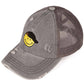 Gray  C.C SMILE CRISS-CROSS PONY CAP is a versatile and stylish accessory. Made with high-quality materials and a unique criss-cross design, it offers a secure and comfortable fit. Perfect for any season, this cap adds a touch of fashion to any outfit.