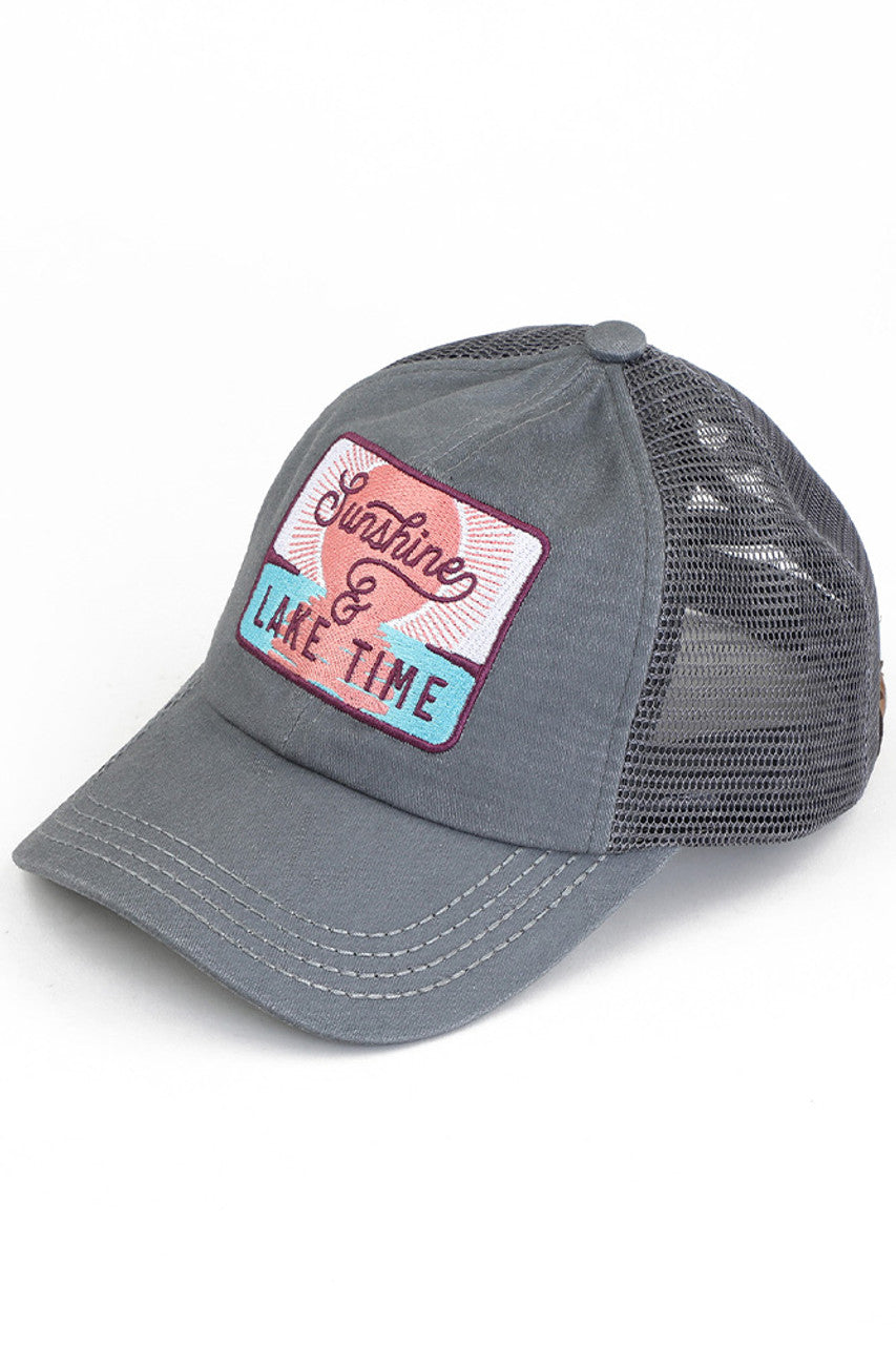 C.C SUNSHINE & LAKE TIME Patch Pony Cap - Grey - Pony Cap