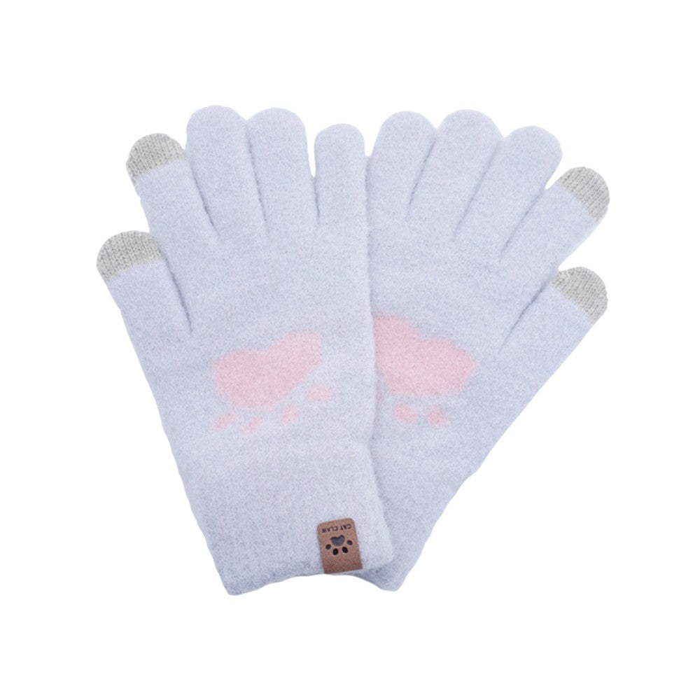 Gray Cat Paw Pointed Smart Touch Gloves, Perfect for staying connected while keeping your hands warm. The unique cat paw design adds a touch of fun to these functional gloves. With smart touch technology, you can use your devices without taking them off. Stay warm and connected with these stylish gloves.