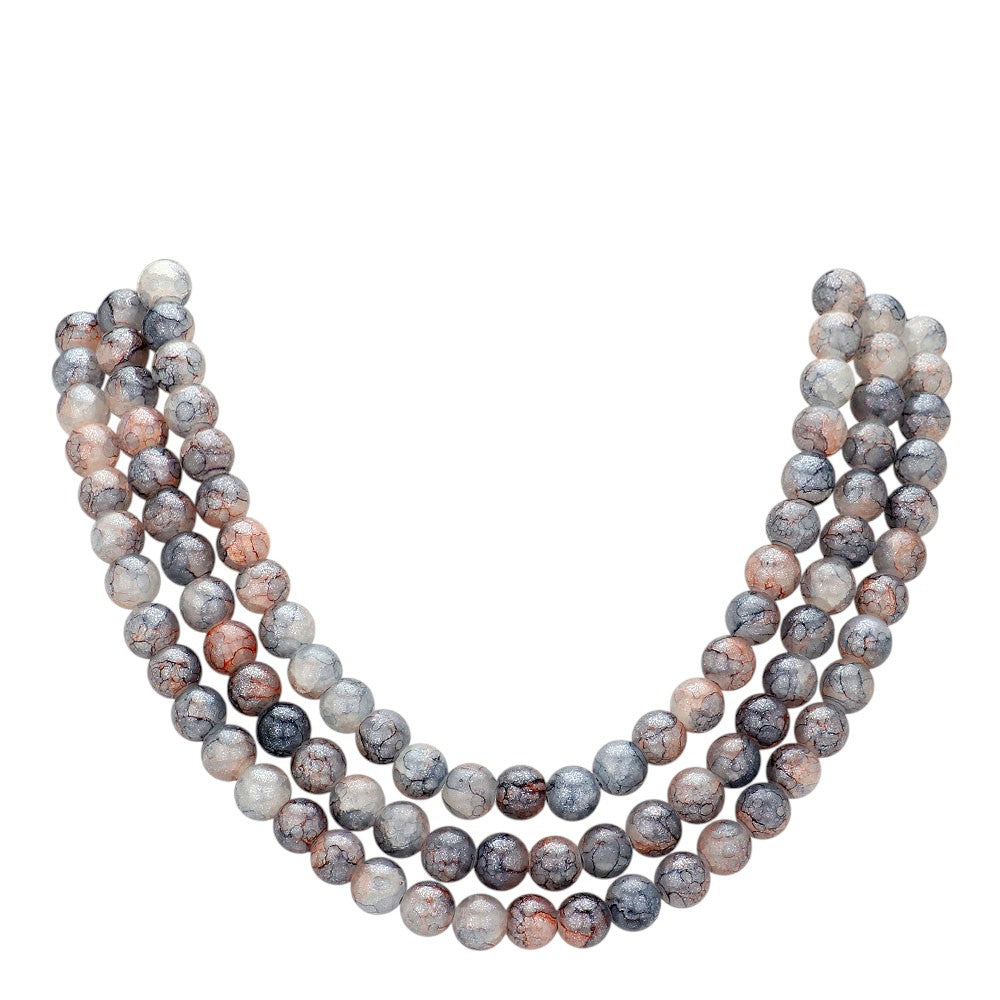 Gray  Chunky Metal Ball Beaded Triple Layered Faux Leather Magnetic Necklace is perfect for adding a touch of style and sophistication to any outfit. With its triple layered design and magnetic closure, it is not only fashionable but also easy to wear. The chunky metal ball beads add a unique touch to this faux leather necklace, making it a must-have accessory for any fashion-forward individual.