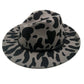 Faux Leather Band Cattle Patterned Panama Hat - Gray - Panama Hat