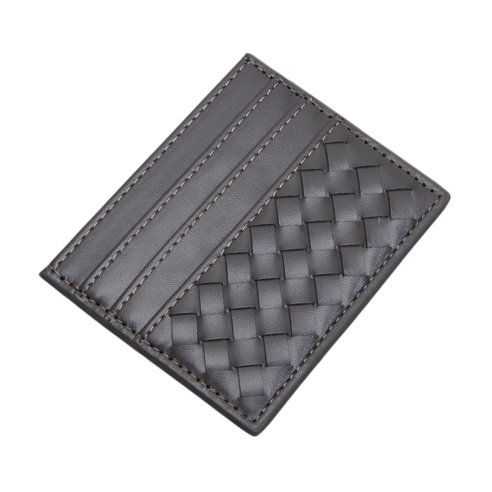 Gray Faux Leather Basket Weave Card Holder Wallet boasts a stylish basket weave design. Made from durable materials, it can securely hold multiple cards and cash while keeping a slim profile. Perfect for those looking for a sophisticated and functional accessory.