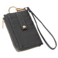 Faux Leather Basket Weave Flat Card Holder Wallet with Wristlet - Wallets