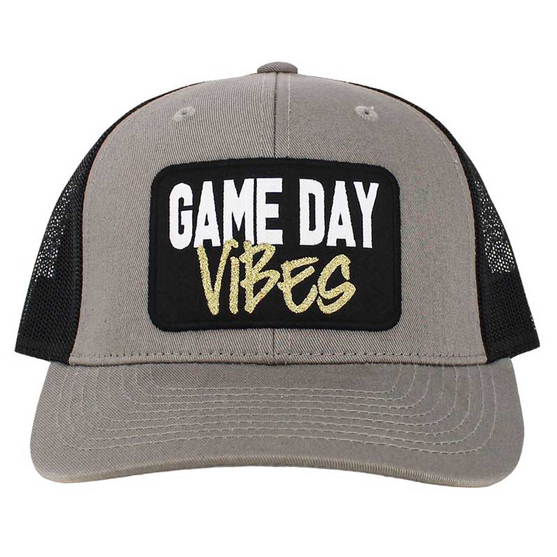 Gray Game Day Vibes Message Mesh Back Baseball Cap, offers a semi-structured profile and a two-tone mesh back, perfect for entertaining your friends on game day. Its pre-curved visor and adjustable snapback closure provide a comfortable fit. The eye-catching message and detailed embroidery leave an unforgettable impression.
