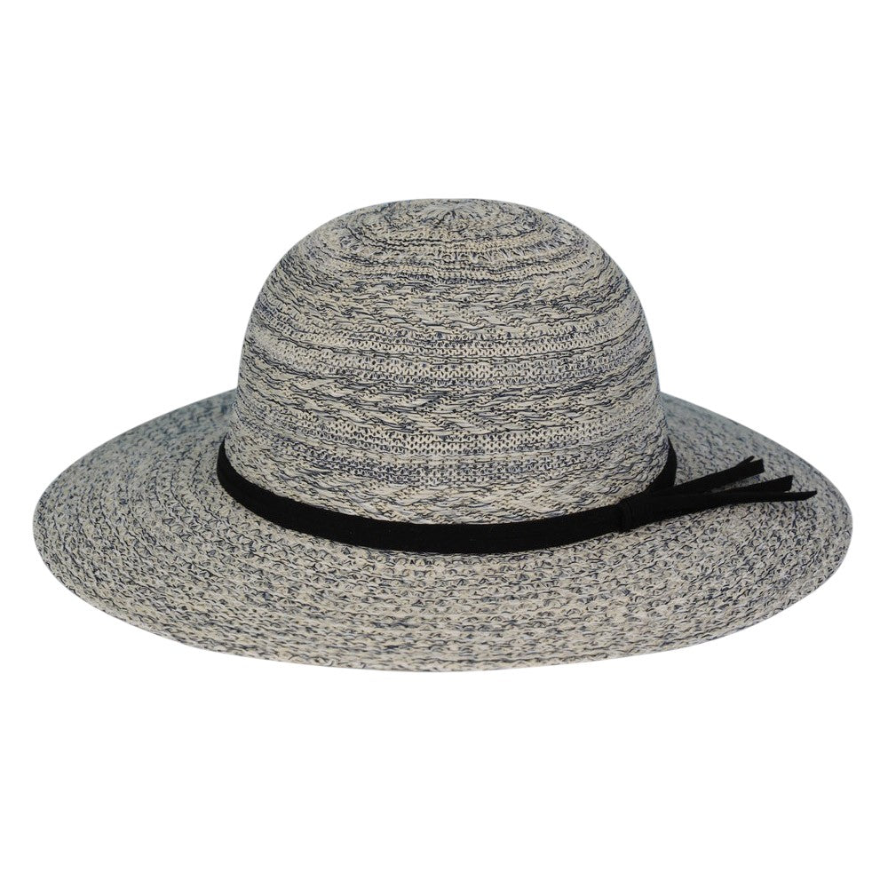 Mixed Braid Packable Sun Hat With Suede Band - Gray - Sun Hat