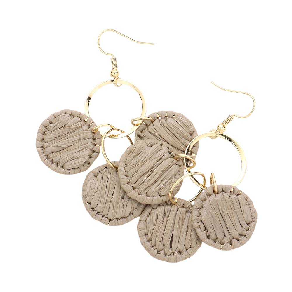 Gray Open Circle Woven Raffia Link Dangle Earrings, turn your ears into a chic fashion statement with these woven raffia link dangle earrings! The beautifully crafted design adds a gorgeous glow to any outfit. Put on a pop of color to complete your ensemble in perfect style. Complete your look with these open-circle woven raffia earrings. 