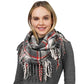 Gray Plaid Check Patterned Fringe Infinity Scarf, is delicate, warm, on-trend & fabulous, and a luxe addition to any cold-weather ensemble. This scarf combines great fall style with comfort and warmth. It's a perfect weight and can be worn to complement your outfit. Perfect gift for birthdays, holidays, or any occasion.