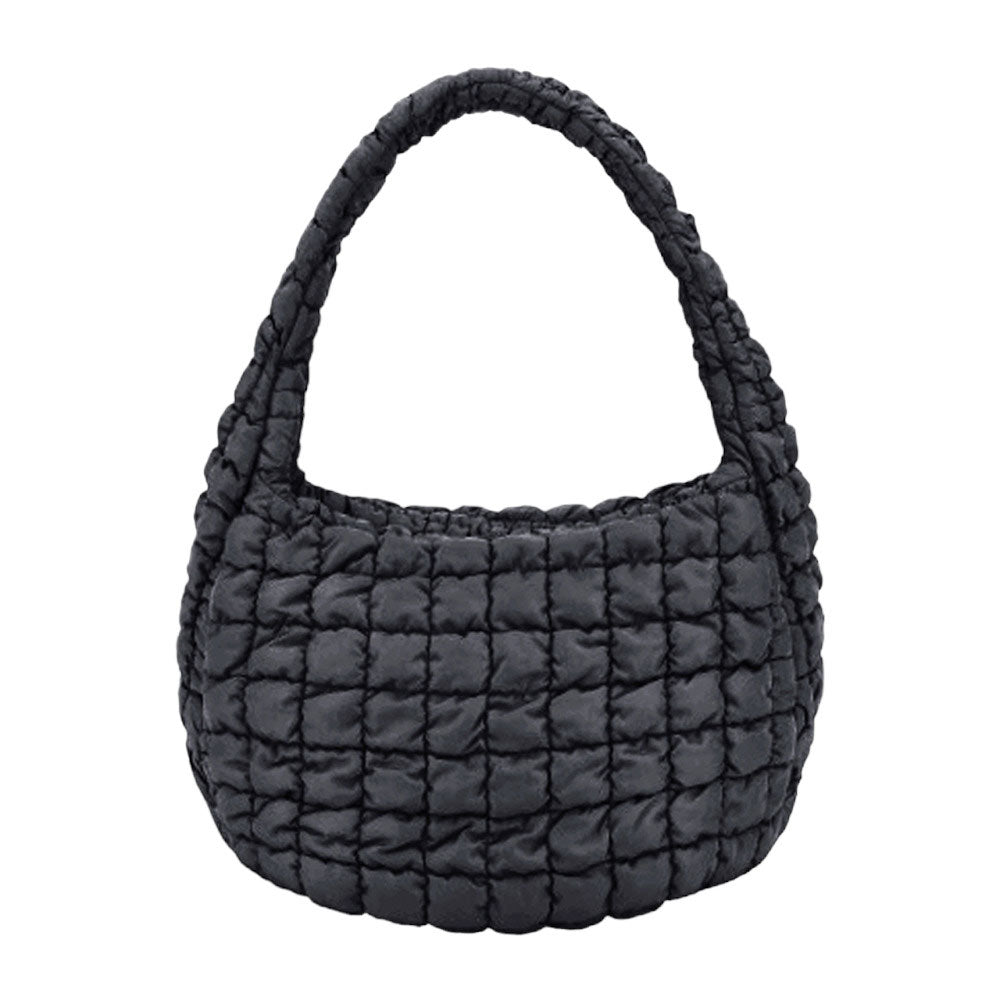 Gray Quilted Puffer Shoulder Crossbody Bag, Stay warm and stylish with this bag. Made of durable material, it is insulated to keep you cozy in the coldest conditions. The shoulder straps make it comfortable and convenient to carry, so you can bring everything you need with ease. Perfect for gifting on every occasion.