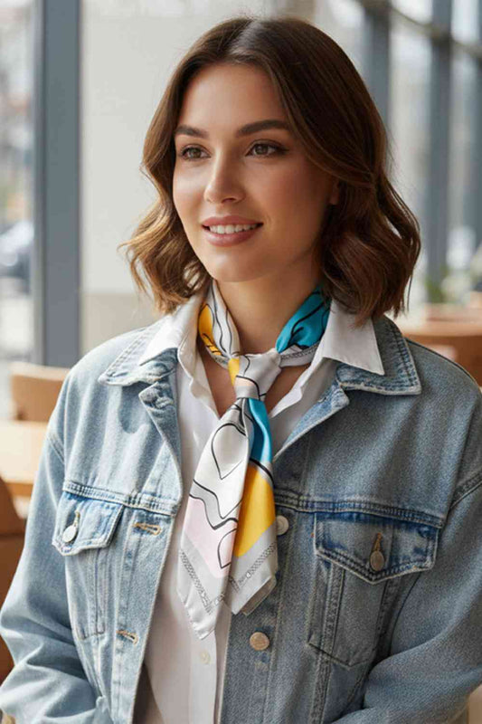 Gray Elevate your accessory game with this versatile Abstract Line Print Bandana Scarf. Crafted from 100% lightweight polyester, this 35" x 35" square scarf features a modern abstract line design that complements any outfit. The silky fabric drapes beautifully and works year round wear it as a headscarf, neck wrap, or tied to your bag for an instant style boost. Perfect for adding an artistic touch to casual or dressed-up looks.