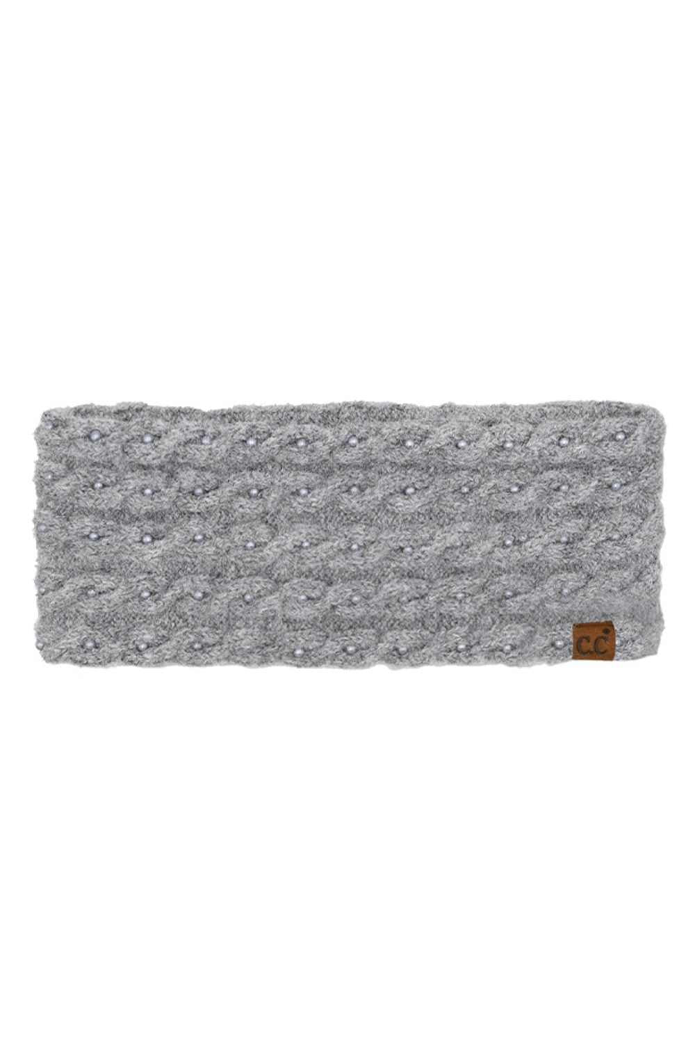 Gray Elevate your winter style with this luxurious C.C Pearl Embellishments Head Wrap. Crafted from a premium blend of polyester, acrylic, and recycled polyester with a touch of spandex, this headband offers both comfort and durability. The elegant pearl embellishments add a sophisticated sparkle to any cold-weather look. One size fits most. Dimensions: 9.5" x 4". Perfect for keeping warm while making a statement.