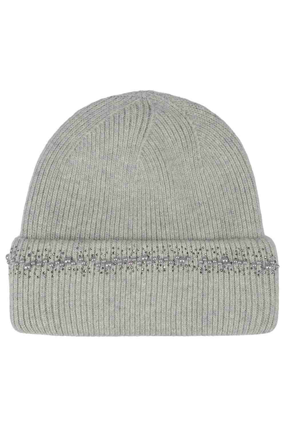 Gray C.C Pearl and Rhinestone Angora Cuff Beanie features soft angora knit accented with elegant pearls and sparkling rhinestones for a chic, winter-ready look. Finished with a cozy cuff and stretch fit, this beanie delivers warm comfort while adding instant glam to any cold-weather outfit.