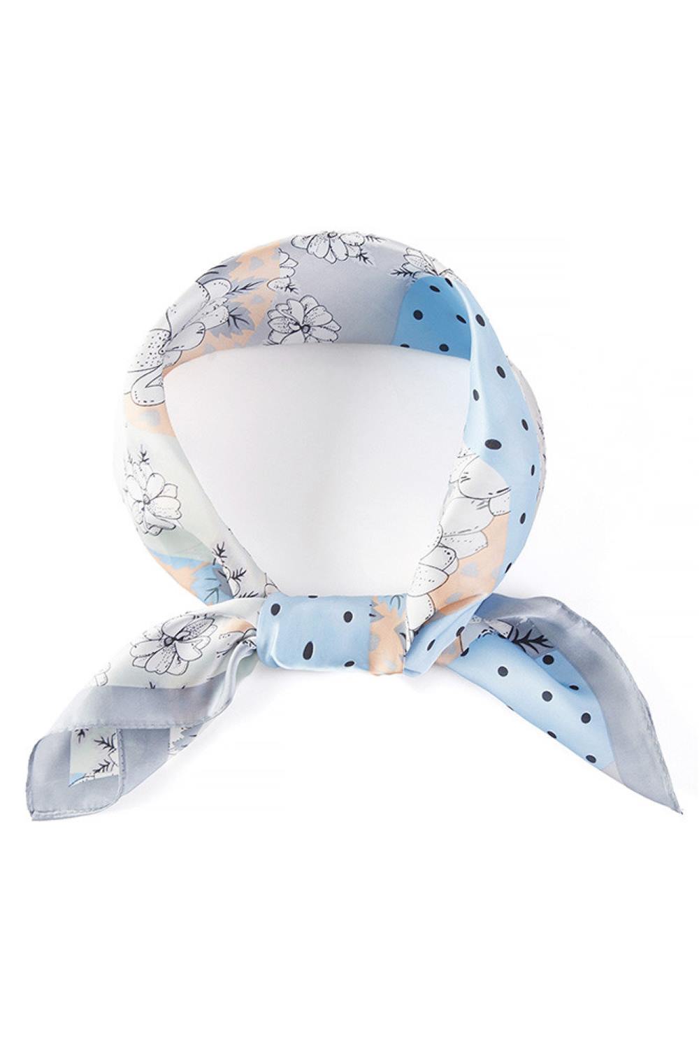 Gray Elevate your accessory game with this versatile bandana scarf featuring a stunning floral and wavy strip multi-pattern print. Crafted from 100% lightweight polyester with a silky finish, it drapes beautifully and feels luxurious against your skin. The generous 27.5" x 27.5" square size offers endless styling possibilities wear it as a headscarf, neck wrap, or tie it to your bag for a pop of color. Perfect for adding effortless elegance to any outfit, whether you're dressing up or keeping it casual. A m