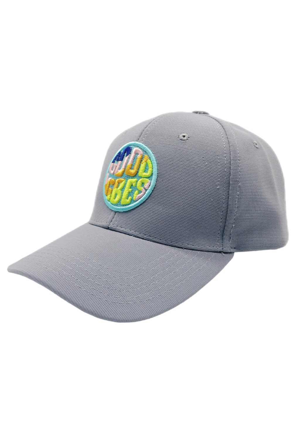 Gray Bring positive energy to your outfit with this GOOD VIBES multi-color baseball cap, featuring vibrant tones and a bold embroidered design on the front. The classic curved brim and adjustable back ensure a comfortable, secure fit, perfect for casual wear, festivals, or sunny outdoor adventures.