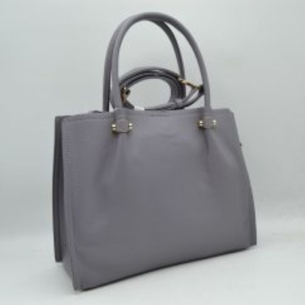 Gray Elevate your daily ensemble with this classic and highly versatile structured satchel bag. Designed with both professional elegance and everyday functionality in mind, this handbag features a finely textured, pebble-grain finish that offers a refined look while remaining durable and easy to maintain.