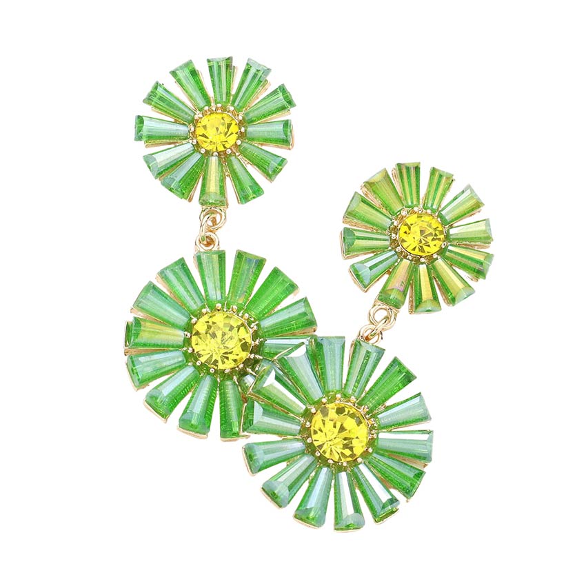 Green Beautiful Beaded Double Flower Link Dangle Earrings, enhance your attire with these beautiful flower link dangle earrings to show off your fun trendsetting style. It is perfect for flower lovers. These earrings will garner compliments all day long. These are perfect gifts for birthdays, Mother’s Day, anniversaries, etc