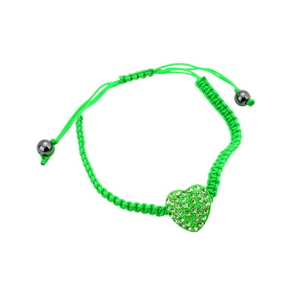 Crystal Pave Heart Cinch Bracelet - Green - Bracelets