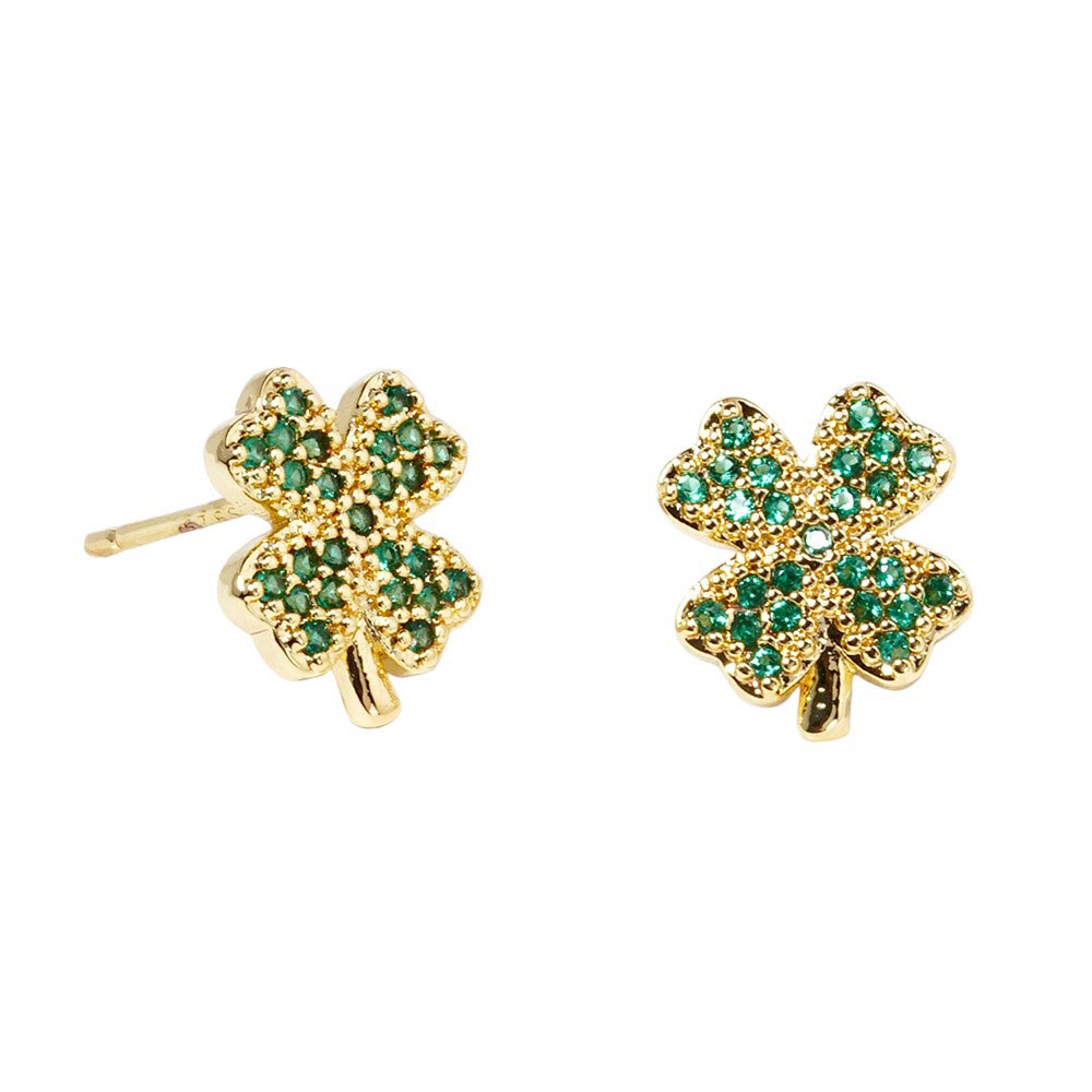 Green Cubic Zirconia Clover Stud Earrings, Upgrade your jewelry collection. These expertly crafted earrings feature high-quality cubic zirconia stones, giving them a stunning sparkle. The clover shape adds a touch of elegance to any outfit, making them the perfect accessory for both formal and casual occasions.
