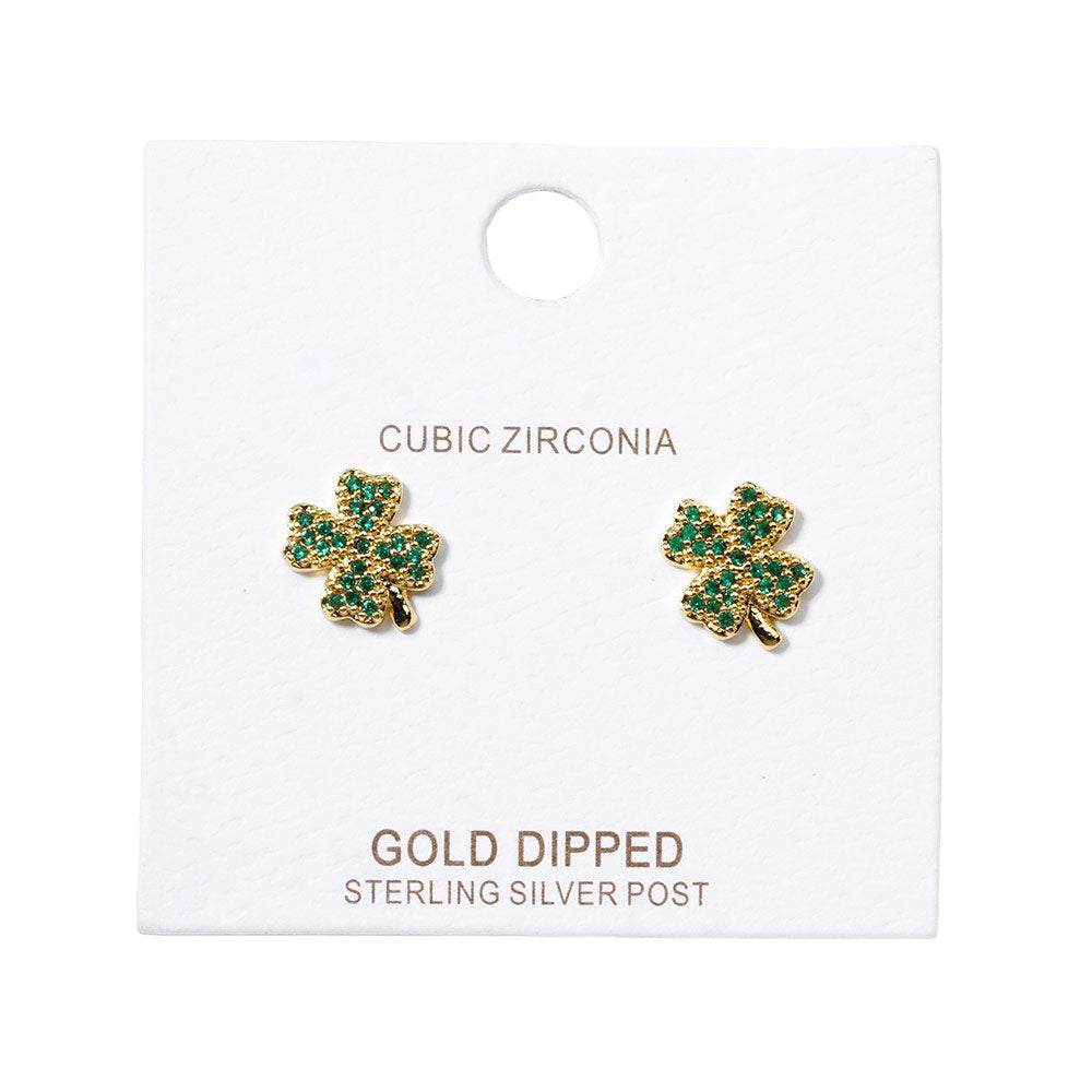 Green Cubic Zirconia Clover Stud Earrings, Upgrade your jewelry collection. These expertly crafted earrings feature high-quality cubic zirconia stones, giving them a stunning sparkle. The clover shape adds a touch of elegance to any outfit, making them the perfect accessory for both formal and casual occasions.\