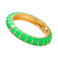 Green Enamel Bamboo Hinged Bangle Bracelet, Discover the beauty and elegance of our bracelets that combine the durability of bamboo with the vibrant pop of enamel. Made for everyday wear, the bangle is both stylish and practical, with a hinged design for easy on and off. Add a touch of sophistication to your wardrobe.